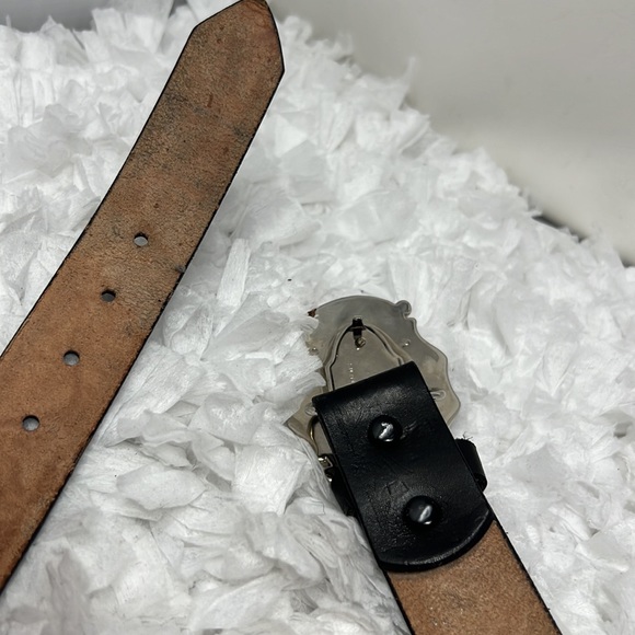 Leatherock Inc Blue Rhinestone Western Leather Belt Black Embossed tooled Belt main image 8